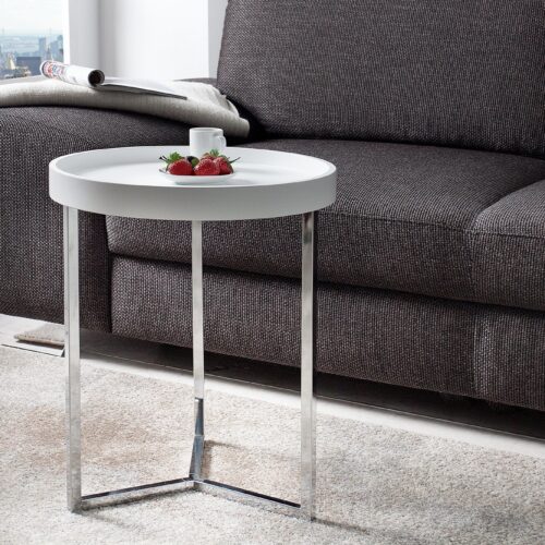 MODUL fehér ezüst lerakóasztal 40 cm