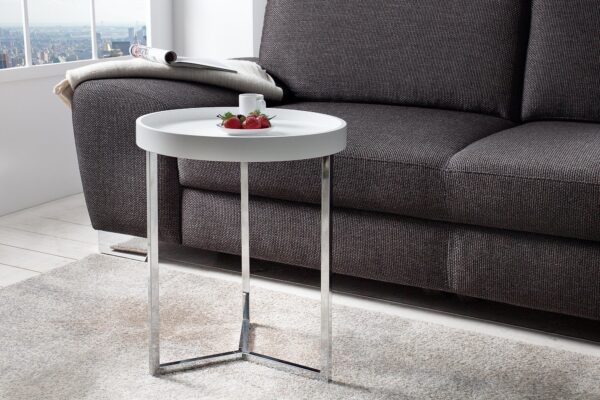 MODUL fehér ezüst lerakóasztal 40 cm