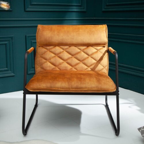 MUSTANG LOUNGER sárga bársony fotel