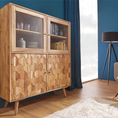MYSTIC LIVING barna akácfa vitrin 118x40x140