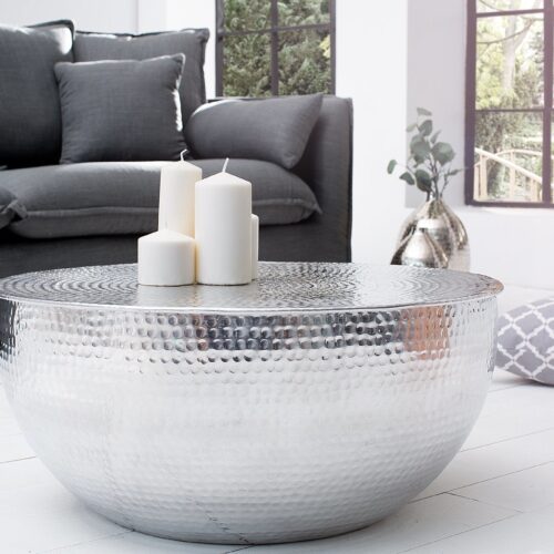 OPTIK ezüst kerek dohányzóasztal 60cm