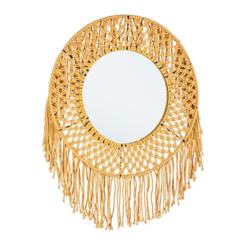 PERUVIAN sárga keretes tükör 50cm átmérő
