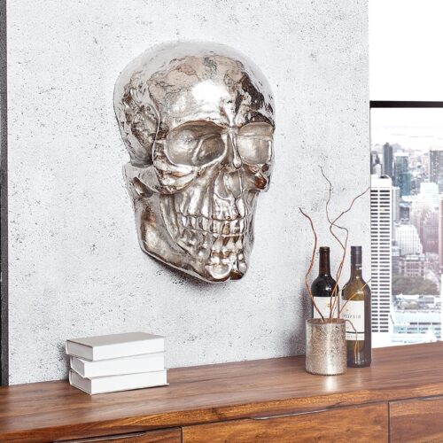 SKULL ezüst falidísz 40cm